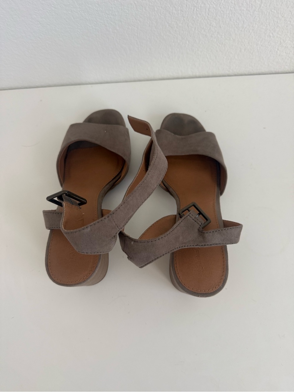 Universal Thread Taupe Suede Open-Toe Ankle Strap Sandals